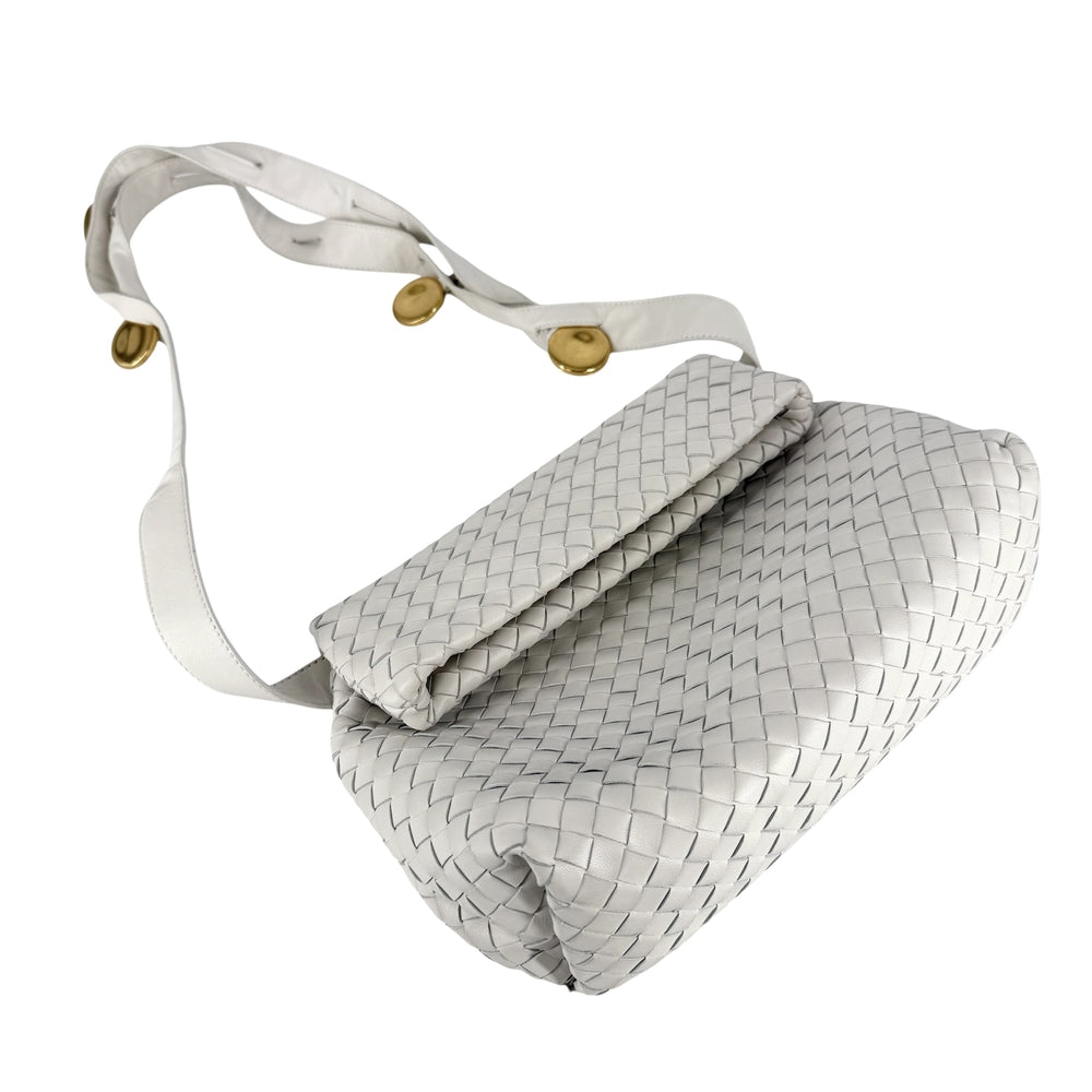 BOTTEGAVENETA ボッテガヴェネタ ショルダーバッグ イントレチャート レザー ホワイト 白 ゴールド金具 レディース【中古品】