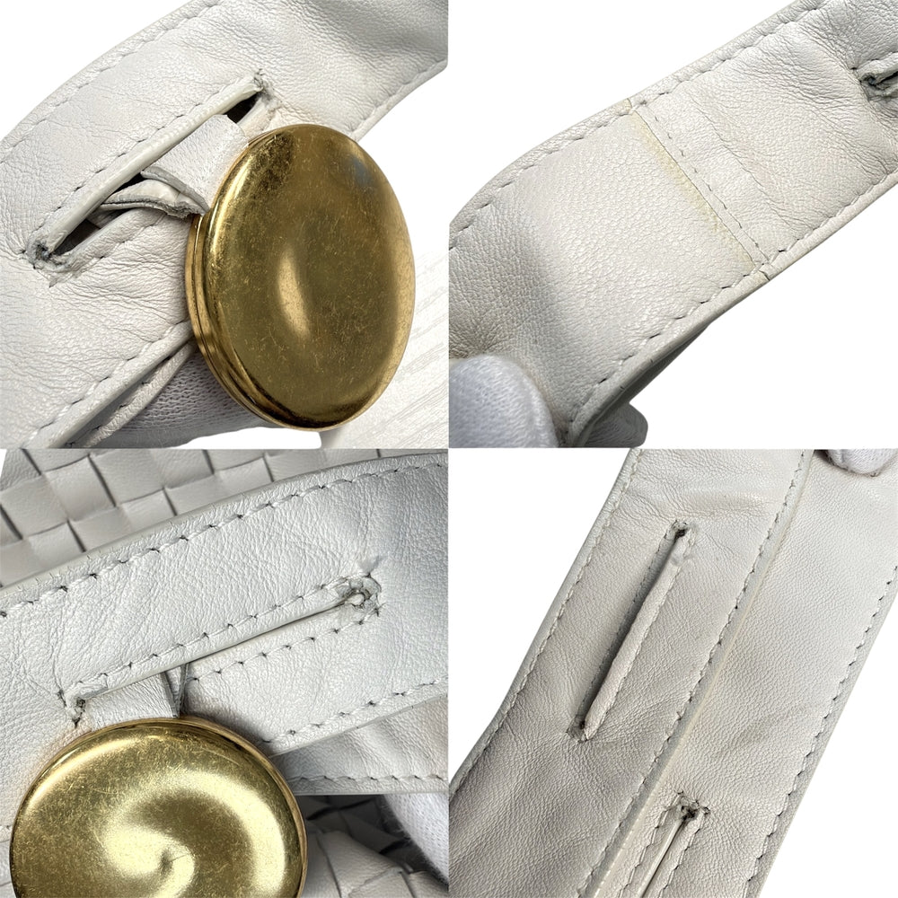 BOTTEGAVENETA ボッテガヴェネタ ショルダーバッグ イントレチャート レザー ホワイト 白 ゴールド金具 レディース【中古品】