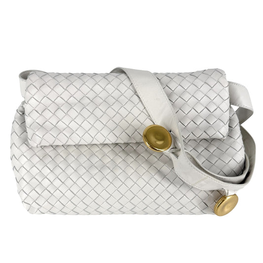 BOTTEGAVENETA ボッテガヴェネタ ショルダーバッグ イントレチャート レザー ホワイト 白 ゴールド金具 レディース【中古品】