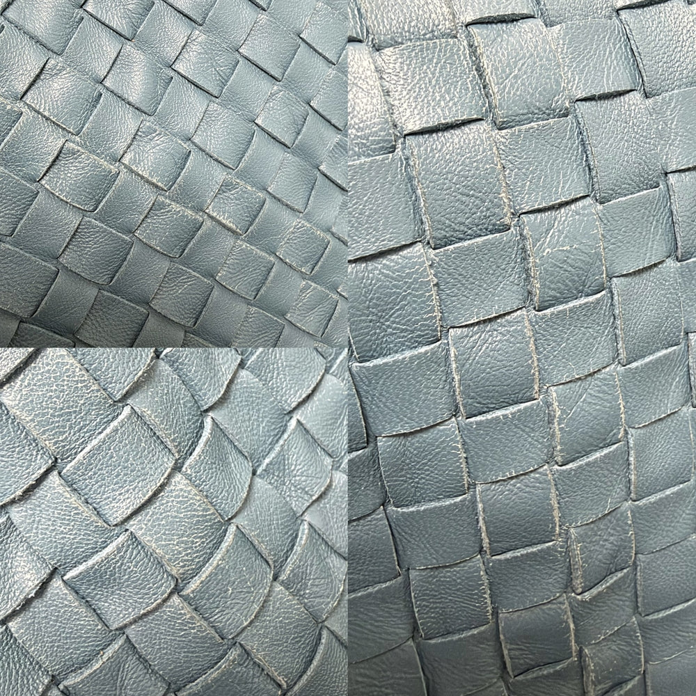 BOTTEGAVENETA ボッテガヴェネタ ハンドバッグ イントレチャート ワンハンドバッグ ターコイズ レザー ブルー 青 ブラック金具 レディース【中古品】