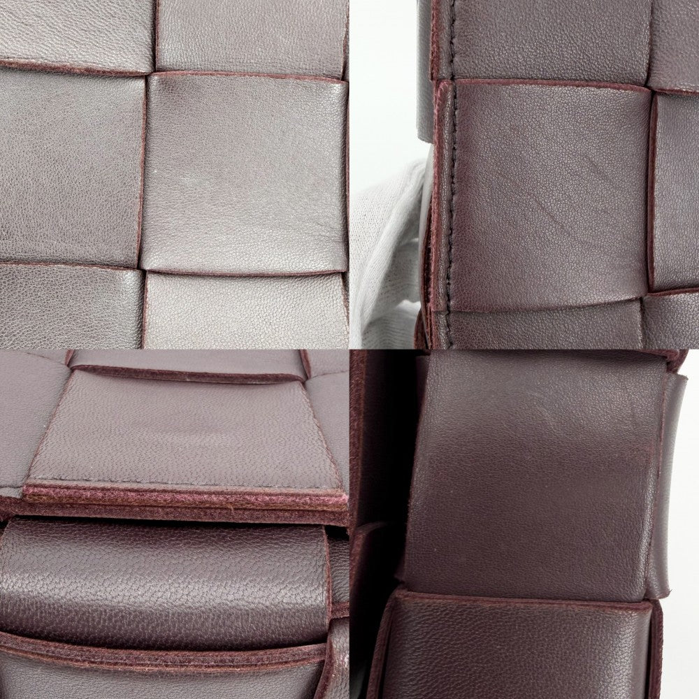 BOTTEGAVENETA ボッテガヴェネタ ショルダーバッグ マキシイントレチャート カセット レザー ブラウン 茶 ボルドー系 ゴールド金具 レディース【中古品】