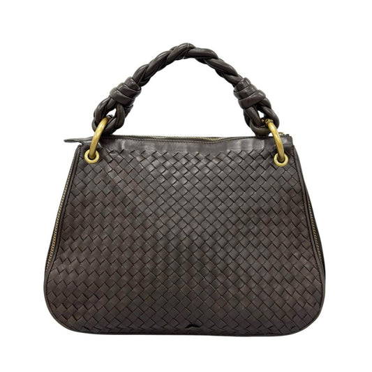 BOTTEGAVENETA ボッテガヴェネタ ハンドバッグ イントレチャート ワンショルダー 169850 ラムスキン ダークブラウン ゴールド金具 レディース【中古品】
