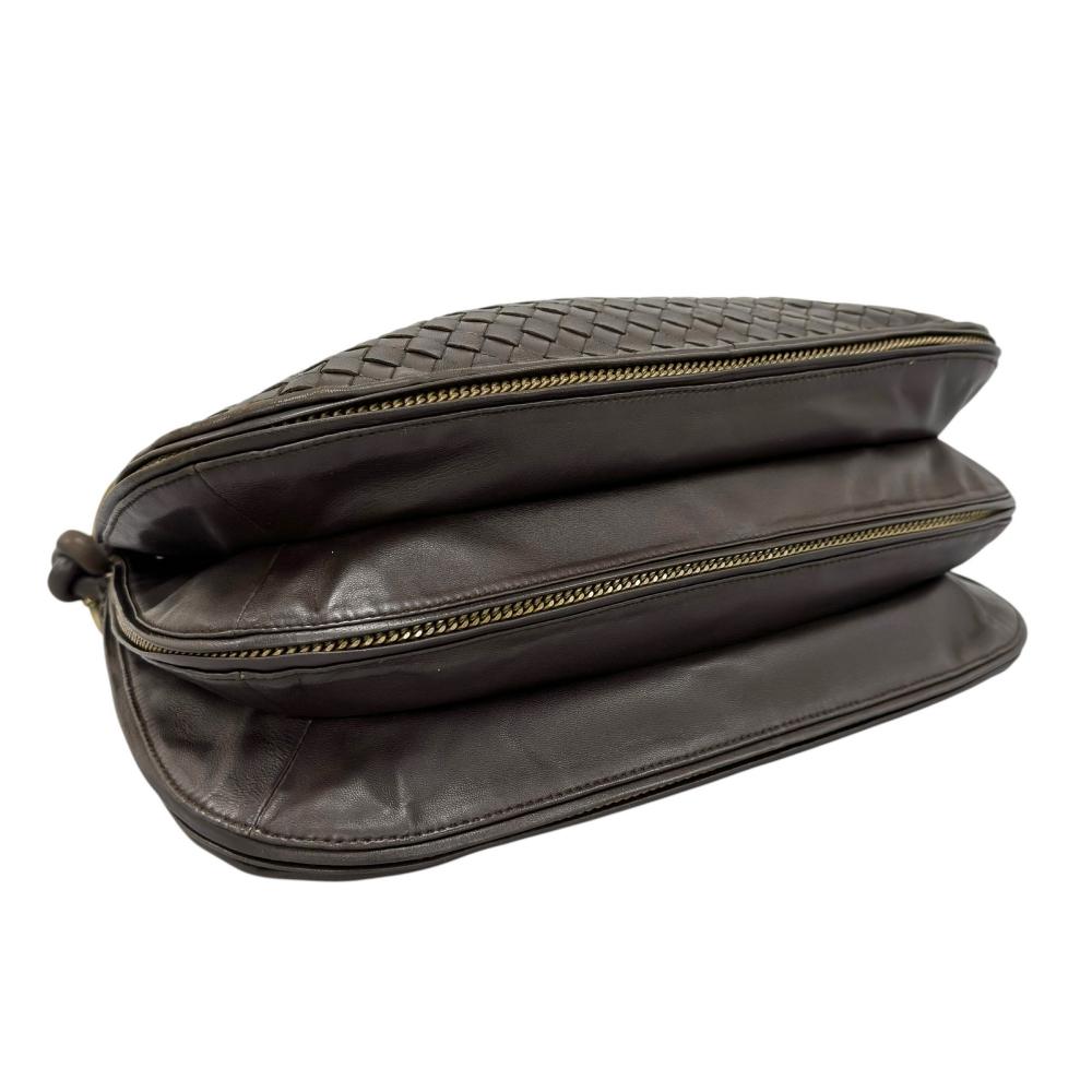 BOTTEGAVENETA ボッテガヴェネタ ハンドバッグ イントレチャート ワンショルダー 169850 ラムスキン ダークブラウン ゴールド金具 レディース【中古品】