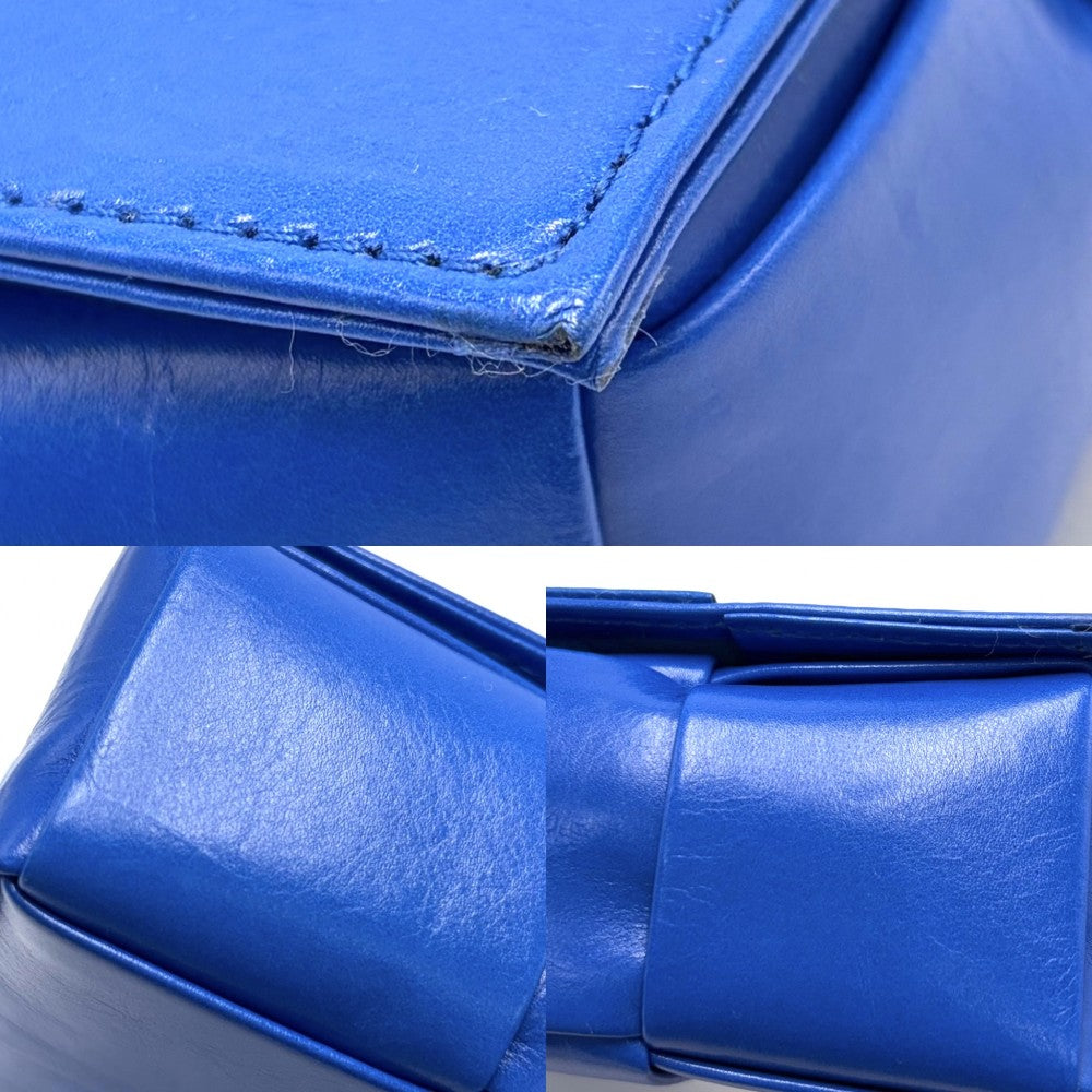 【開店SALE】 BOTTEGAVENETA ボッテガヴェネタ ショルダーバッグ マキシイントレチャート カセット キャンディ ミニバッグ 666688 レザー ナイロン ブルー 青 シルバー金具 レディース【中古品】