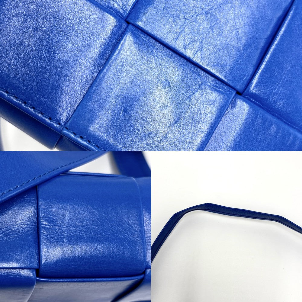 【開店SALE】 BOTTEGAVENETA ボッテガヴェネタ ショルダーバッグ マキシイントレチャート カセット キャンディ ミニバッグ 666688 レザー ナイロン ブルー 青 シルバー金具 レディース【中古品】