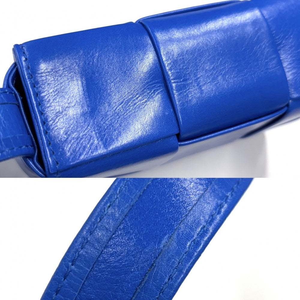 【開店SALE】 BOTTEGAVENETA ボッテガヴェネタ ショルダーバッグ マキシイントレチャート カセット キャンディ ミニバッグ 666688 レザー ナイロン ブルー 青 シルバー金具 レディース【中古品】