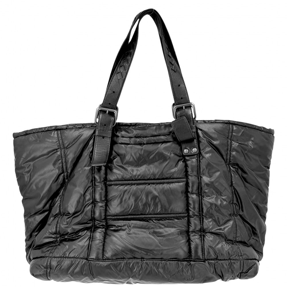 BOTTEGAVENETA ボッテガヴェネタ トートバッグ イントレチャート スピンネーカー ハンドバッグ 271681 ナイロン レザー ブラック 黒 ブラック金具 ユニセックス【中古品】