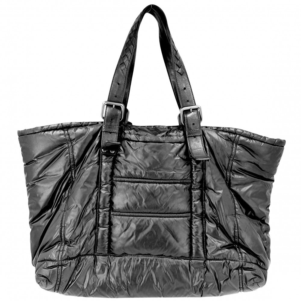 BOTTEGAVENETA ボッテガヴェネタ トートバッグ イントレチャート スピンネーカー ハンドバッグ 271681 ナイロン レザー ブラック 黒 ブラック金具 ユニセックス【中古品】