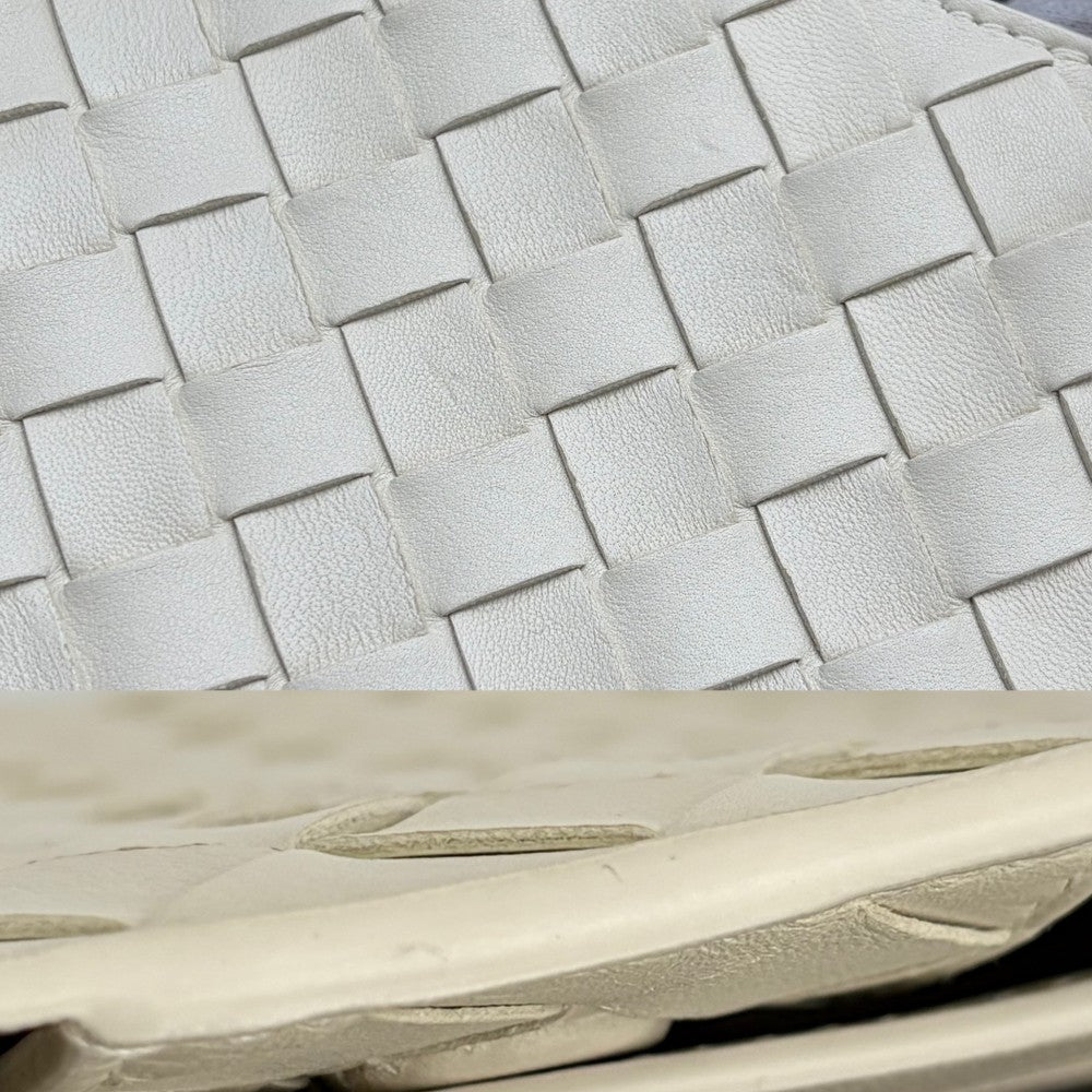 BOTTEGAVENETA ボッテガヴェネタ 2WAY イントレチャート スモール アンディアーモ ハンドバッグ ショルダーバッグ 766014 レザー ホワイト 白 レディース【中古品】