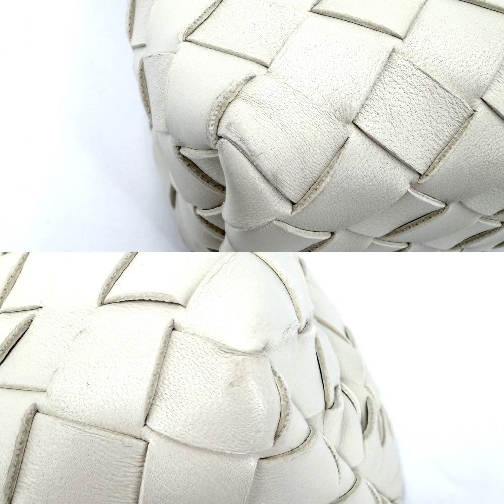 BOTTEGAVENETA ボッテガヴェネタ 2WAY イントレチャート スモール アンディアーモ ハンドバッグ ショルダーバッグ 766014 レザー ホワイト 白 レディース【中古品】