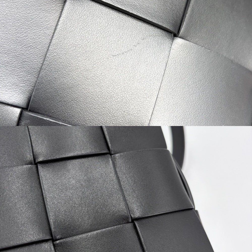 BOTTEGAVENETA ボッテガヴェネタ ショルダーバッグ イントレチャート カセット レザー ブラック 黒 シルバー金具 レディース【中古品】