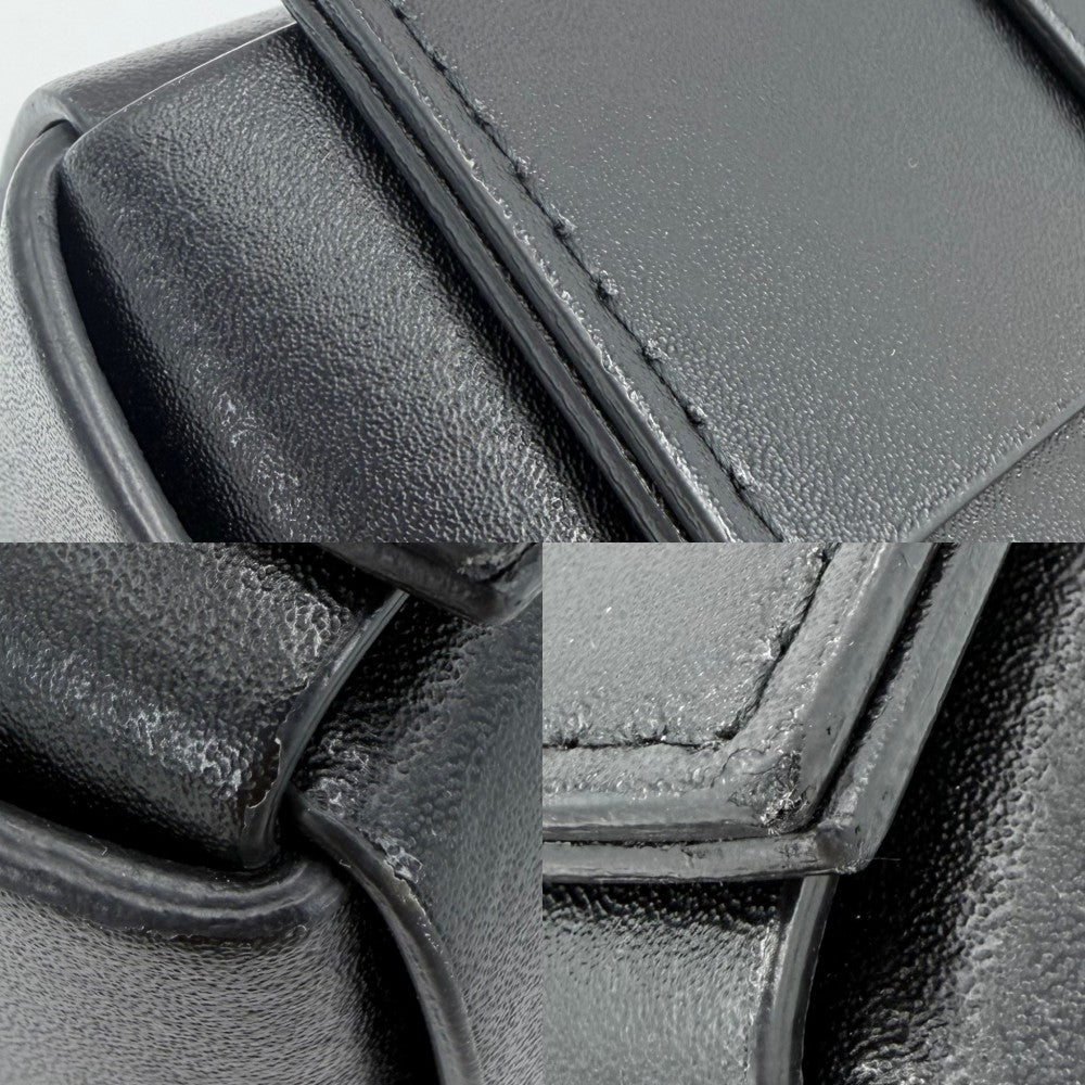 BOTTEGAVENETA ボッテガヴェネタ ショルダーバッグ イントレチャート カセット レザー ブラック 黒 シルバー金具 レディース【中古品】