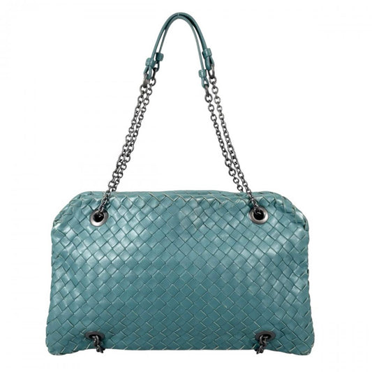 BOTTEGAVENETA ボッテガヴェネタ ショルダーバッグ トートバッグ イントレチャート チェーンショルダー ラムスキン メタル レザー カナール ブラック金具 レディース【中古品】