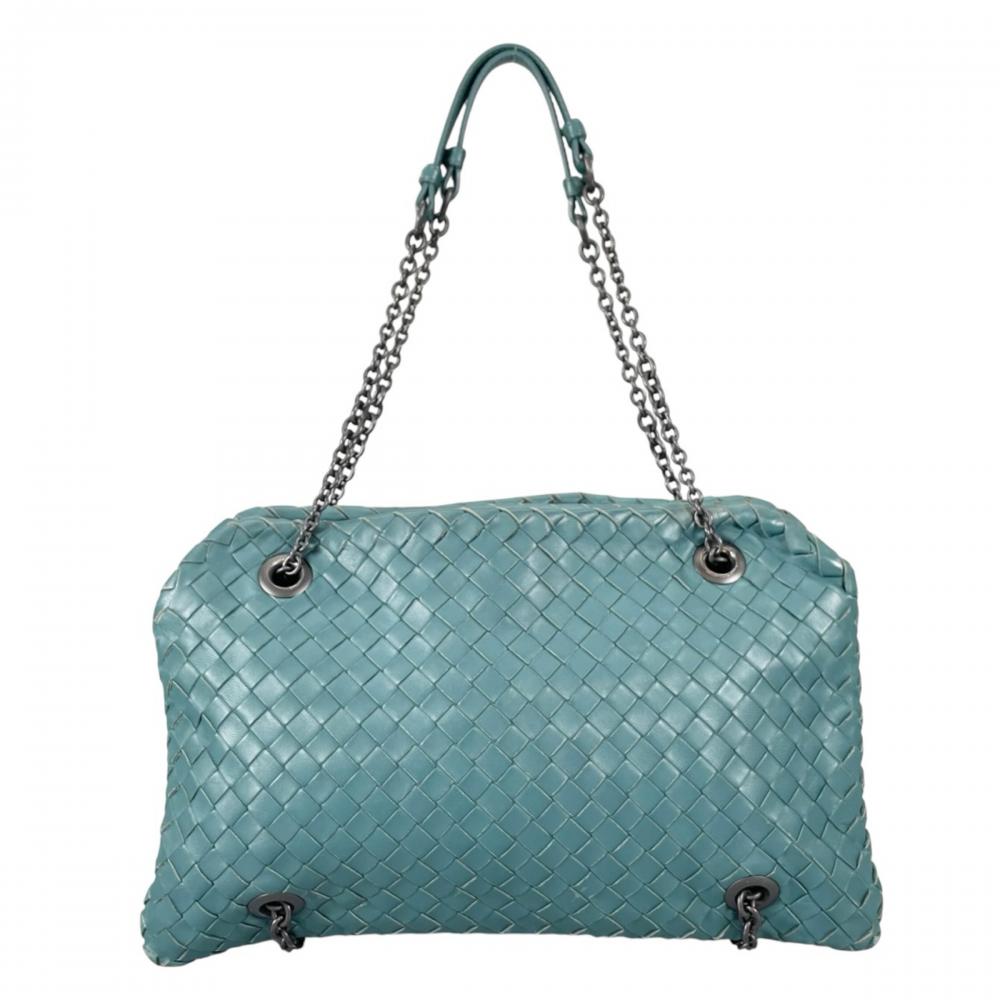 BOTTEGAVENETA ボッテガヴェネタ ショルダーバッグ トートバッグ イントレチャート チェーンショルダー ラムスキン メタル レザー カナール ブラック金具 レディース【中古品】