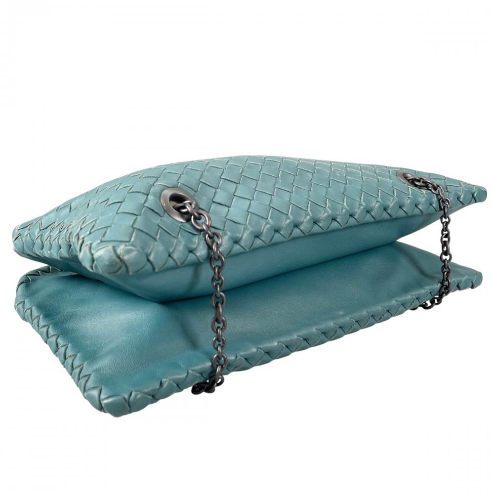 BOTTEGAVENETA ボッテガヴェネタ ショルダーバッグ トートバッグ イントレチャート チェーンショルダー ラムスキン メタル レザー カナール ブラック金具 レディース【中古品】