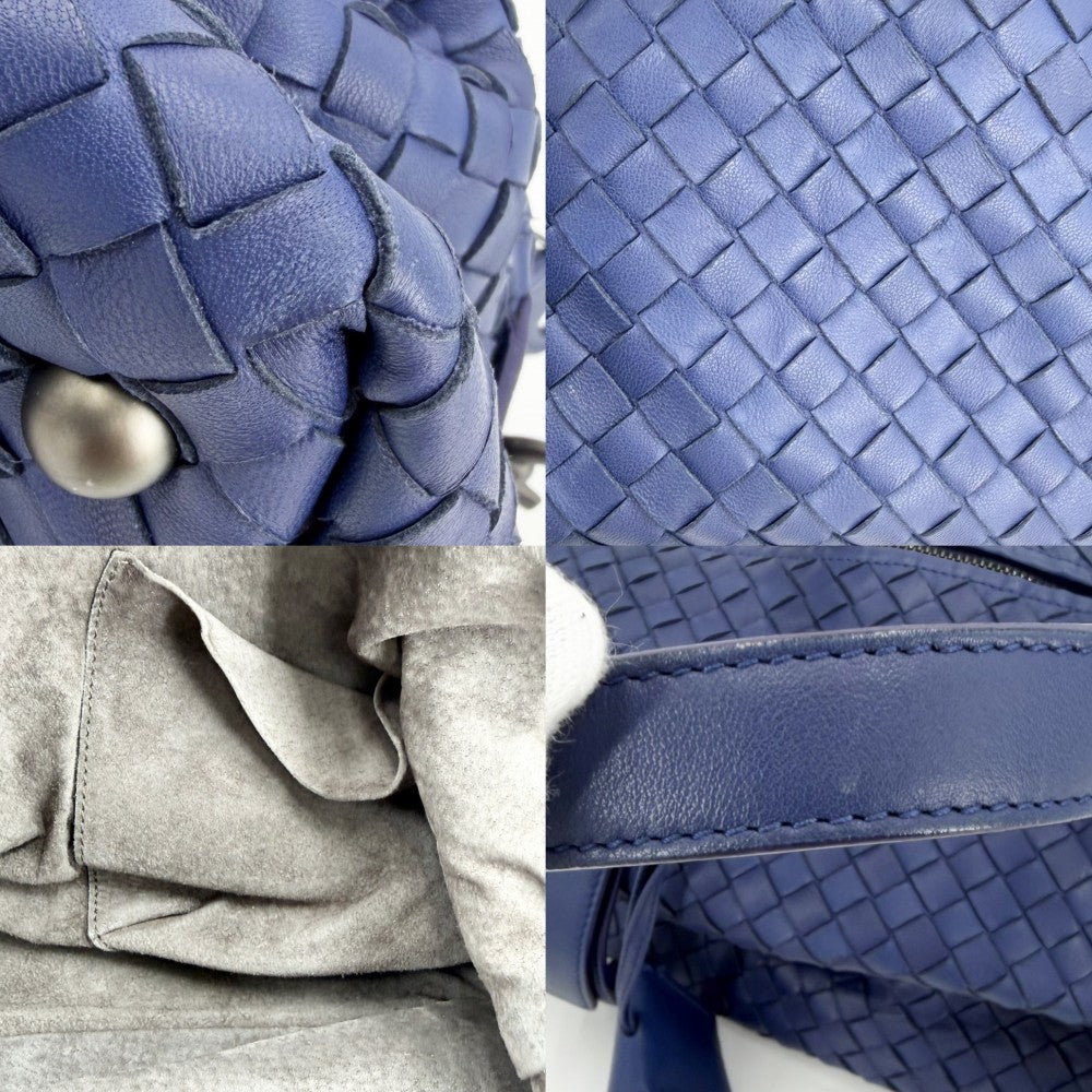 BOTTEGAVENETA ボッテガヴェネタ ハンドバッグ イントレチャート モンテーニュ トートバッグ レザー ブルー 青 マットブラック金具 メンズ【中古品】