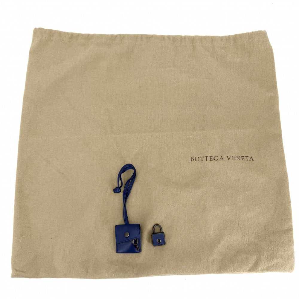 BOTTEGAVENETA ボッテガヴェネタ ハンドバッグ イントレチャート モンテーニュ トートバッグ レザー ブルー 青 マットブラック金具 メンズ【中古品】