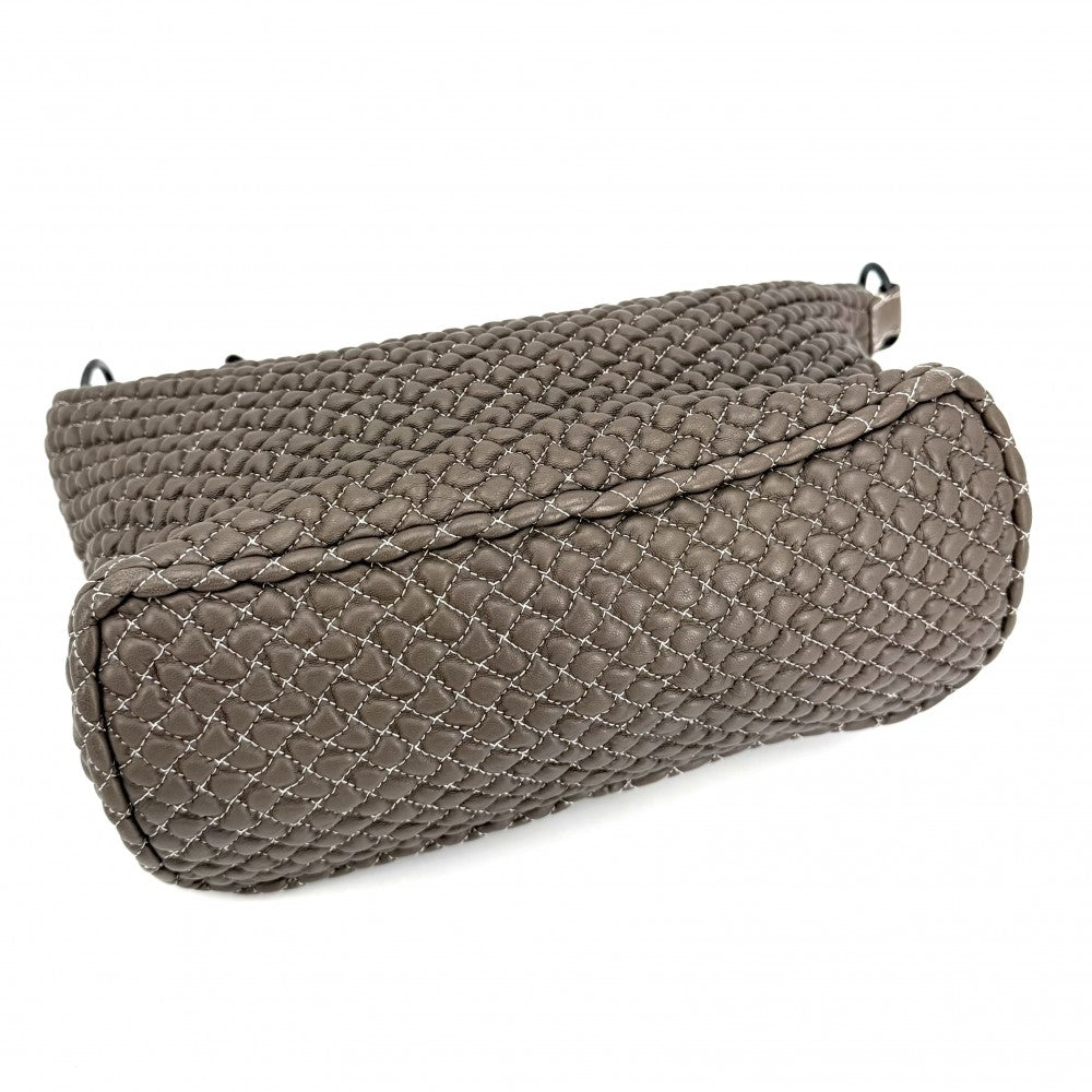 BOTTEGAVENETA ボッテガヴェネタ ハンドバッグ ワンハンドバッグ ショルダーバッグ レザー ブラウン 茶 マットブラック金具 レディース【中古品】