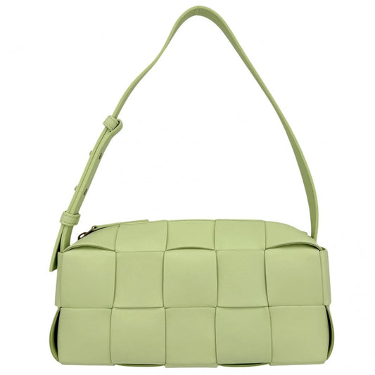 BOTTEGAVENETA ボッテガヴェネタ ハンドバッグ スモールブリックカセット マキシイントレチャート ワンショルダーバッグ 鞄 かばん 729166 レザー ライトグリーン ゴールド金具 レディース【中古品】