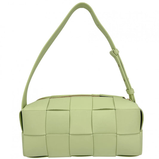 BOTTEGAVENETA ボッテガヴェネタ ハンドバッグ スモールブリックカセット マキシイントレチャート ワンショルダーバッグ 鞄 かばん 729166 レザー ライトグリーン ゴールド金具 レディース【中古品】