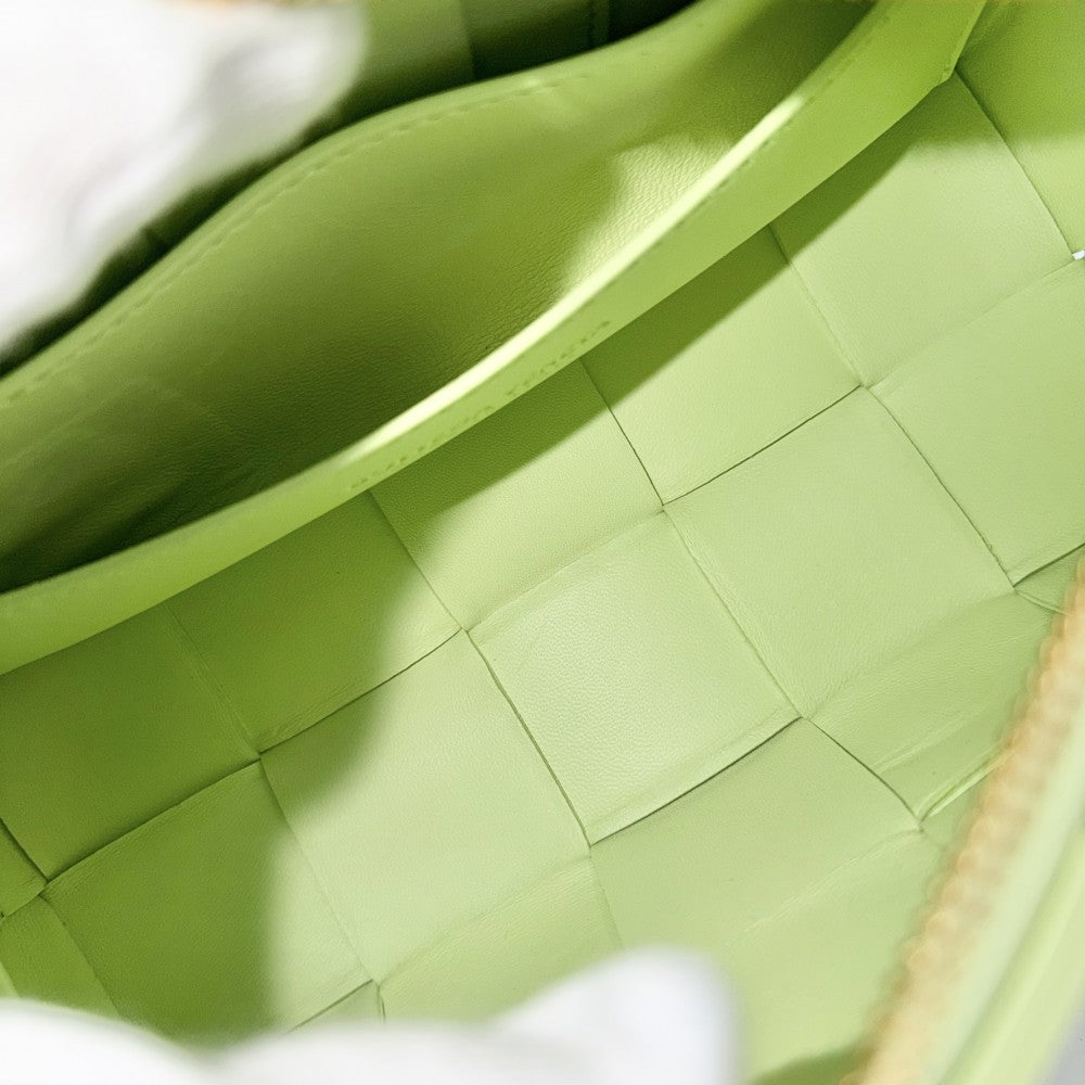 BOTTEGAVENETA ボッテガヴェネタ ハンドバッグ スモールブリックカセット マキシイントレチャート ワンショルダーバッグ 鞄 かばん 729166 レザー ライトグリーン ゴールド金具 レディース【中古品】