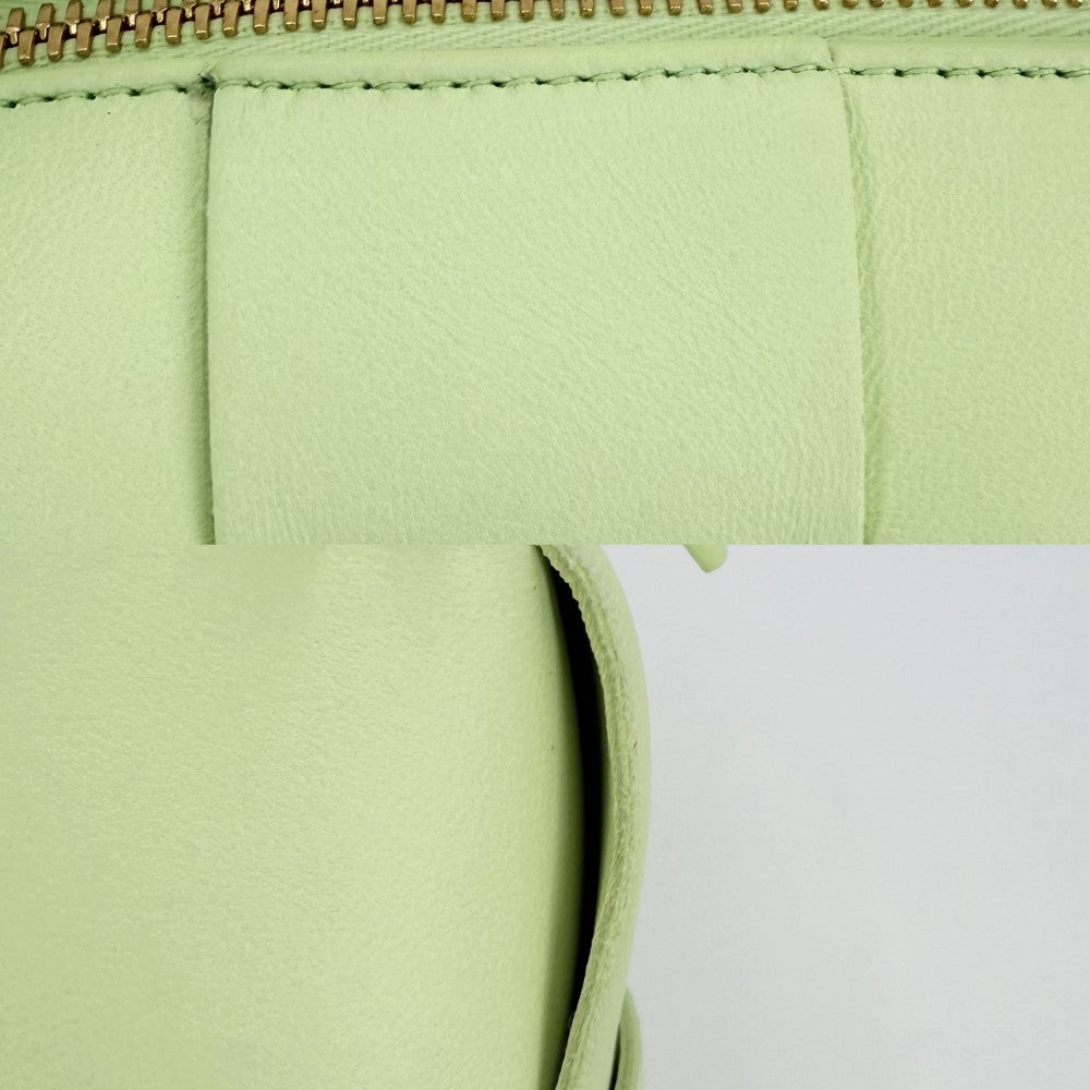 BOTTEGAVENETA ボッテガヴェネタ ハンドバッグ スモールブリックカセット マキシイントレチャート ワンショルダーバッグ 鞄 かばん 729166 レザー ライトグリーン ゴールド金具 レディース【中古品】