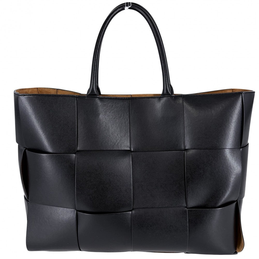 BOTTEGAVENETA ボッテガヴェネタ トートバッグ マキシイントレチャート アルコ トート ラージ レザー ブラック 黒 メンズ【中古品】