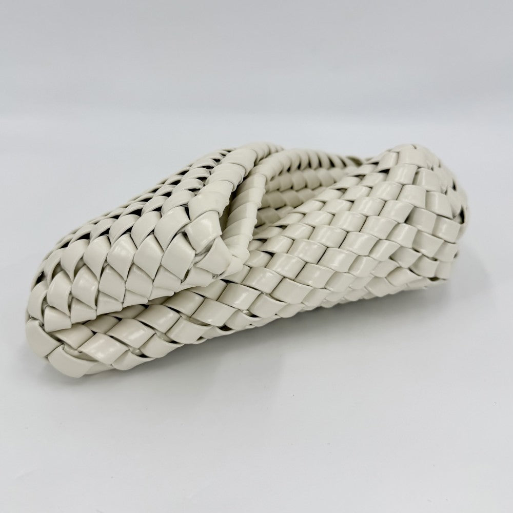 BOTTEGAVENETA ボッテガヴェネタ クラッチバッグ イントレチャート 小物入れ ポーチ エナメル ホワイト 白 シルバー金具 レディース【中古品】