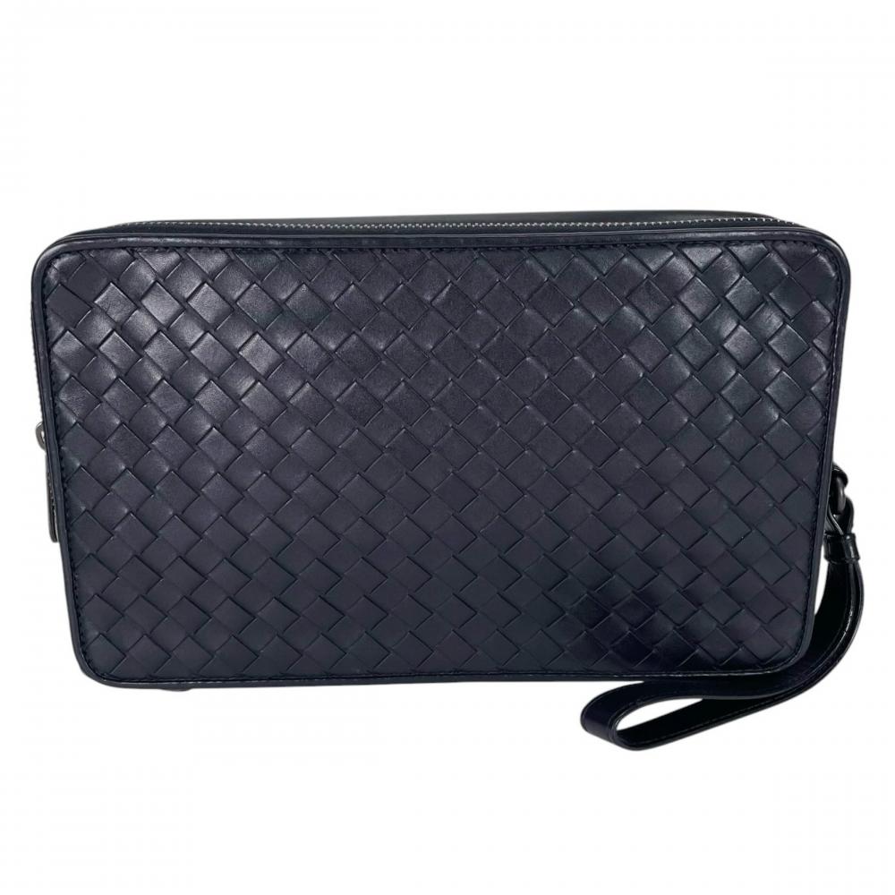 BOTTEGAVENETA ボッテガヴェネタ クラッチバッグ イントレチャート ハンドバッグ 391670 カーフ レザー ブラック 黒 ブラック金具 メンズ【中古品】