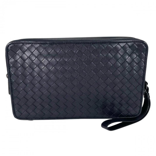 BOTTEGAVENETA ボッテガヴェネタ クラッチバッグ イントレチャート ハンドバッグ 391670 カーフ レザー ブラック 黒 ブラック金具 メンズ【中古品】