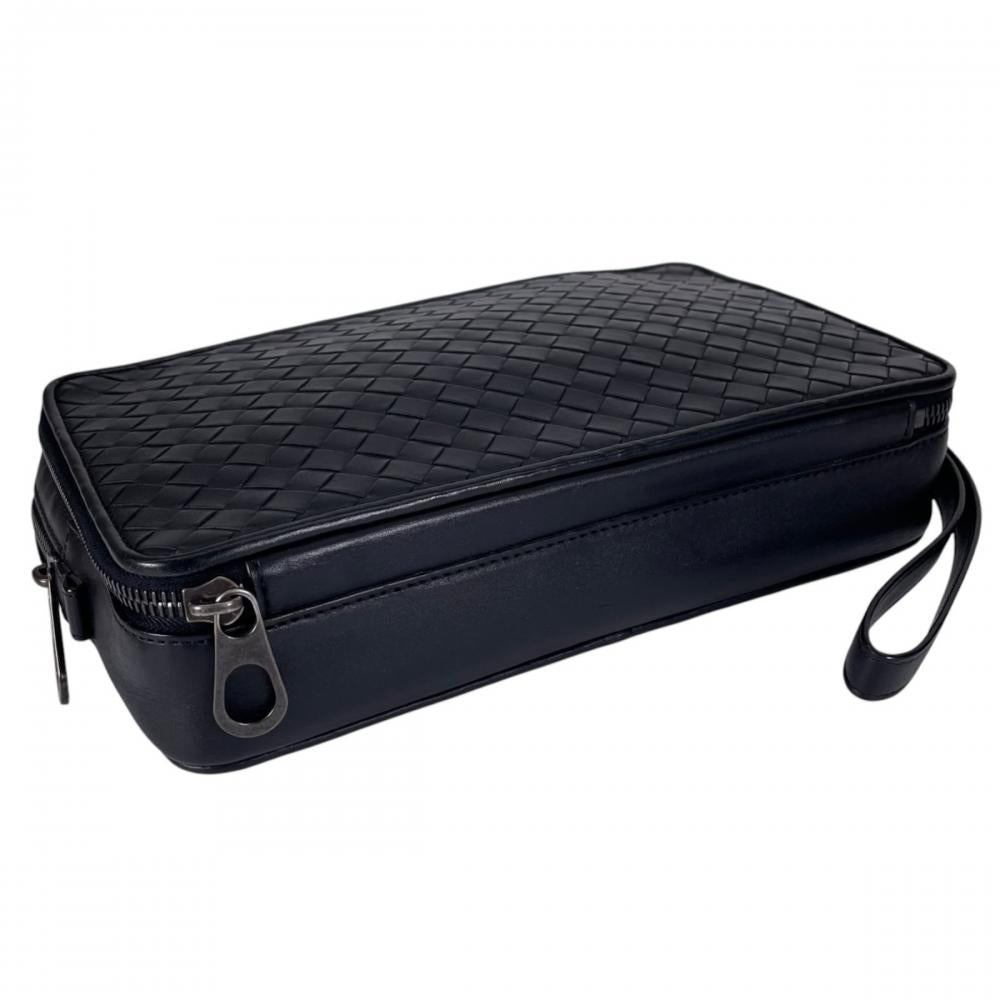 BOTTEGAVENETA ボッテガヴェネタ クラッチバッグ イントレチャート ハンドバッグ 391670 カーフ レザー ブラック 黒 ブラック金具 メンズ【中古品】