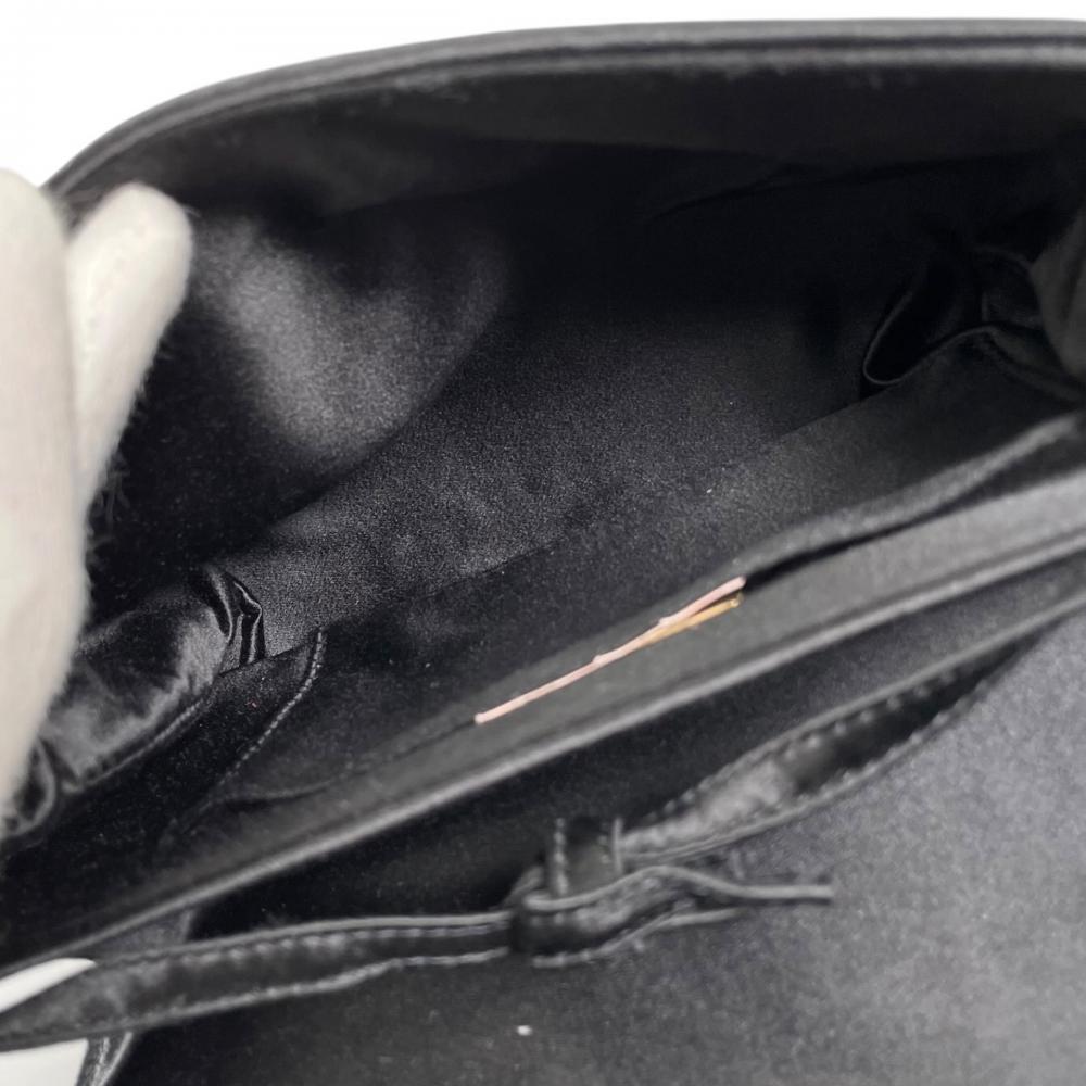 BOTTEGAVENETA ボッテガヴェネタ ショルダーバッグ イントレチャート サテン シルク ブラック 黒 ゴールド金具 レディース【中古品】