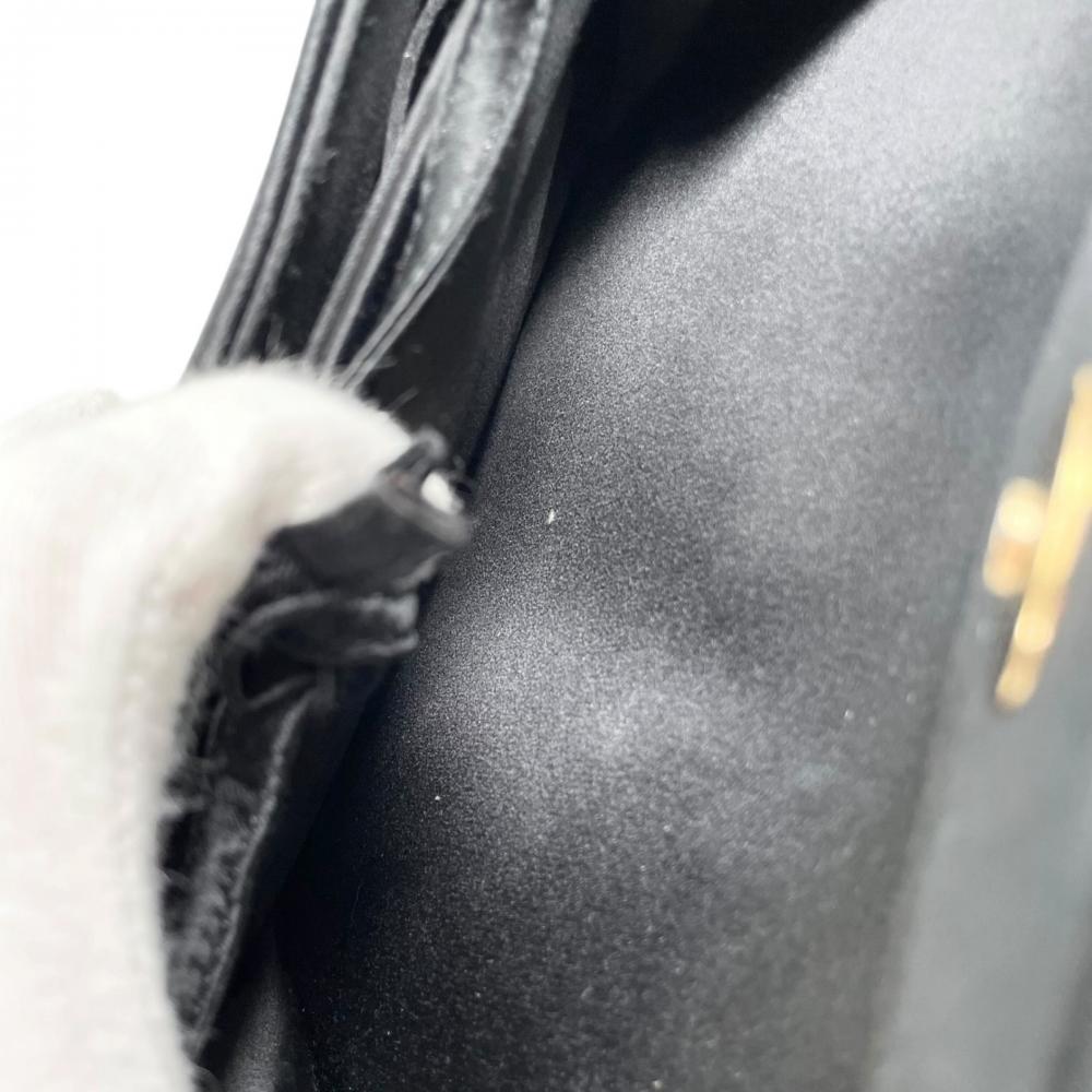 BOTTEGAVENETA ボッテガヴェネタ ショルダーバッグ イントレチャート サテン シルク ブラック 黒 ゴールド金具 レディース【中古品】