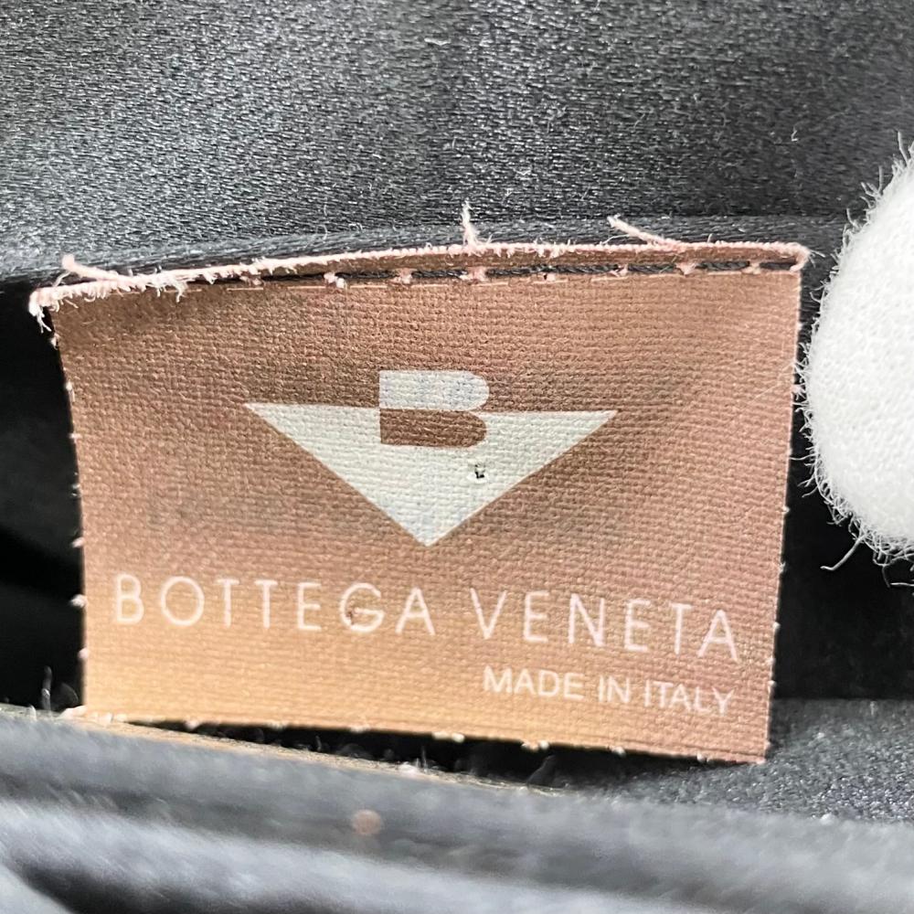 BOTTEGAVENETA ボッテガヴェネタ ショルダーバッグ イントレチャート サテン シルク ブラック 黒 ゴールド金具 レディース【中古品】