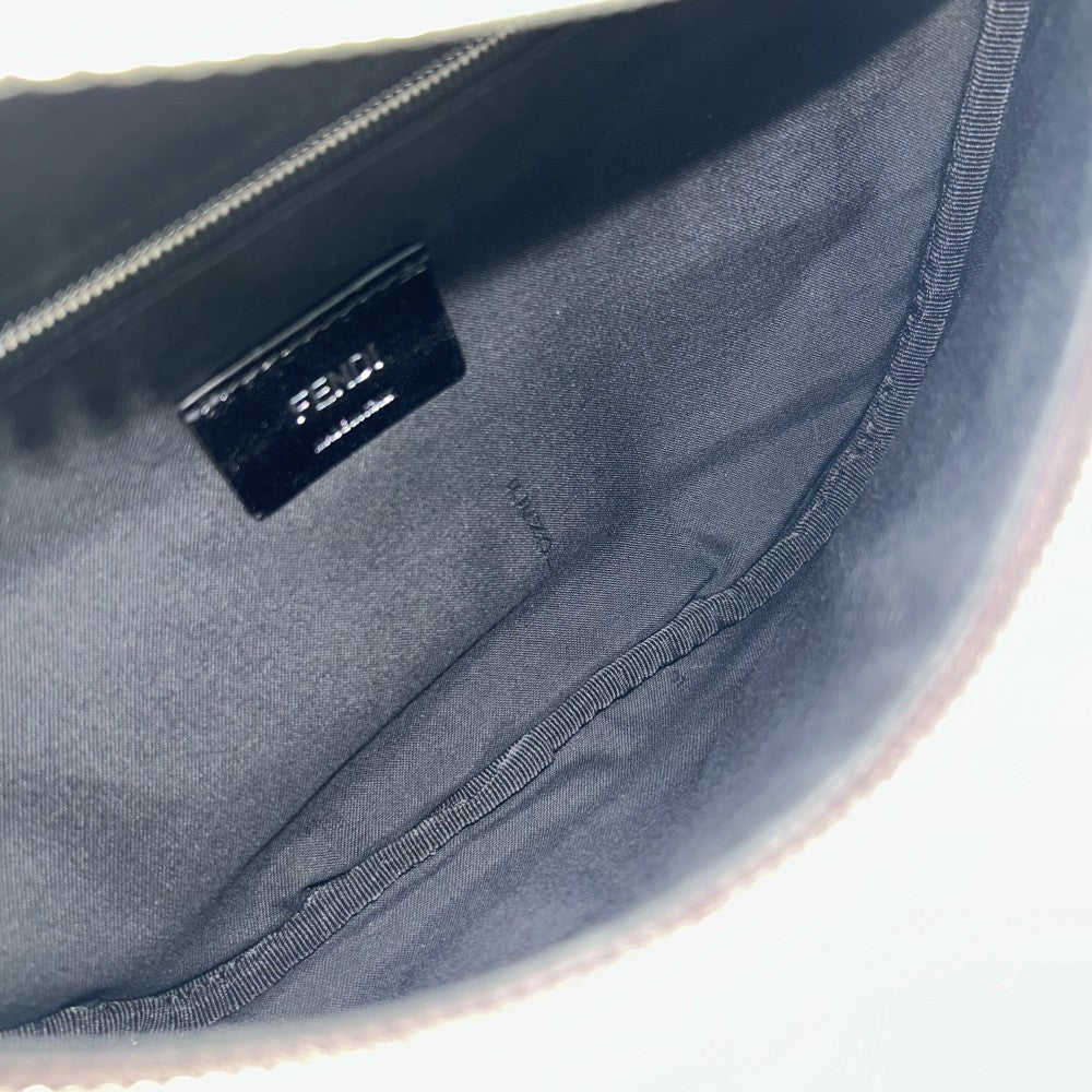 FENDI フェンディ ボディバッグ ズッカ ダイアゴナルベルトバッグ ウエストポーチ 鞄 かばん 7VA562 PVCコーティングキャンバス レザー ブラウン 茶 シルバー金具 メンズ【中古品】