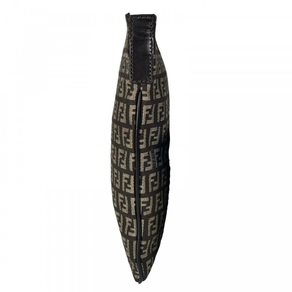FENDI フェンディ ショルダーバッグ キャンバス レザー ブラウン 茶 シルバー金具 メンズ【中古品】