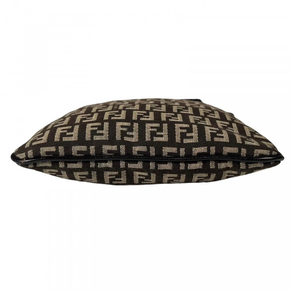FENDI フェンディ ショルダーバッグ キャンバス レザー ブラウン 茶 シルバー金具 メンズ【中古品】