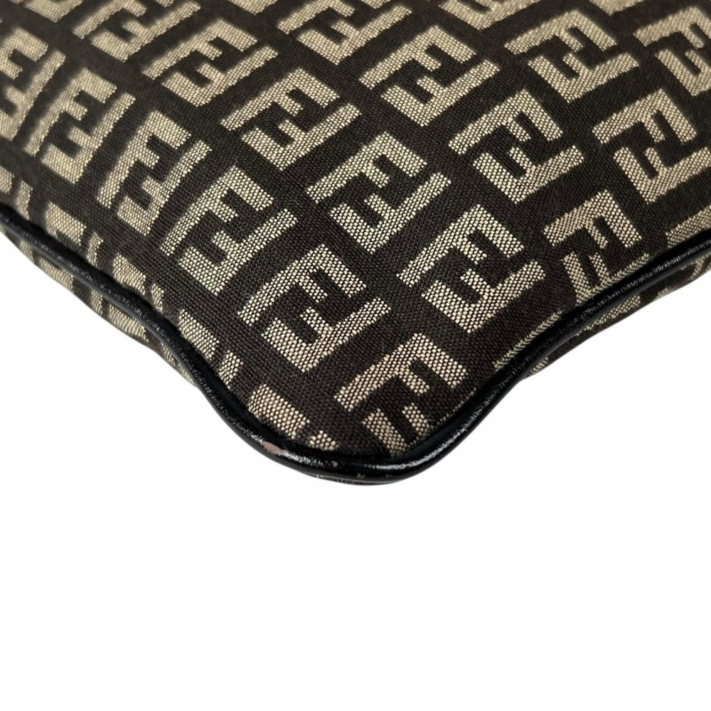 FENDI フェンディ ショルダーバッグ キャンバス レザー ブラウン 茶 シルバー金具 メンズ【中古品】