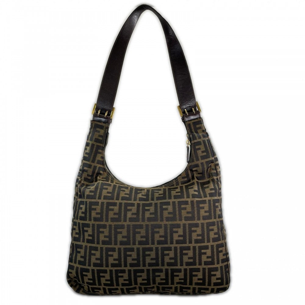 FENDI フェンディ ショルダーバッグ ズッカ ワンショルダー キャンバス ブラウン 茶 ゴールド金具 レディース【中古品】