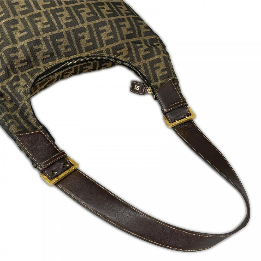 FENDI フェンディ ショルダーバッグ ズッカ ワンショルダー キャンバス ブラウン 茶 ゴールド金具 レディース【中古品】