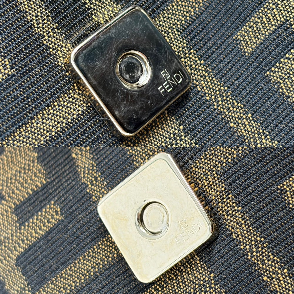 【開店SALE】 FENDI フェンディ ハンドバッグ ミア ズッカ マンマバケット Mamma Bucket 8BR614 キャンバス レザー ブラウン 茶 ゴールド金具 レディース【中古品】