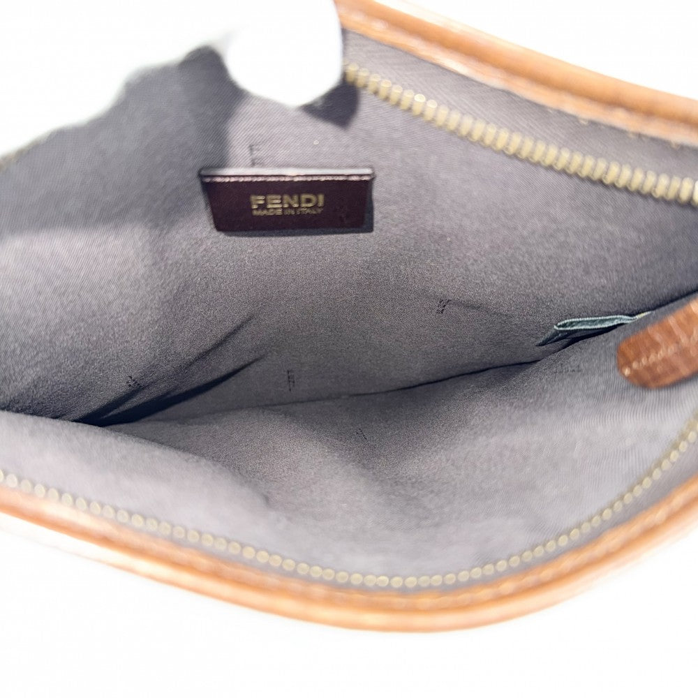 FENDI フェンディ ショルダーバッグ ズッカ 7VA204 コーティングキャンバス レザー ブラウン 茶 ゴールド金具 レディース【中古品】