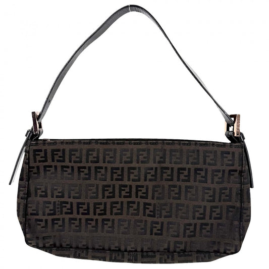 FENDI フェンディ ハンドバッグ ズッキーノ ミニバッグ かばん 鞄 キャンバス レザー ブラウン 茶 ブラック 黒 ピンクゴールド金具 レディース【中古品】