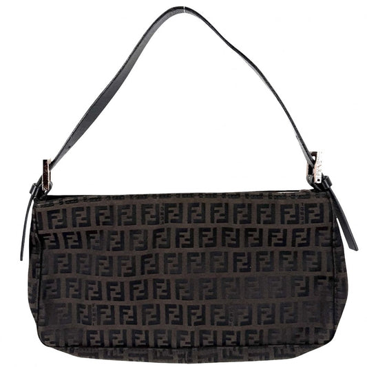 FENDI フェンディ ハンドバッグ ズッキーノ ミニバッグ かばん 鞄 キャンバス レザー ブラウン 茶 ブラック 黒 ピンクゴールド金具 レディース【中古品】