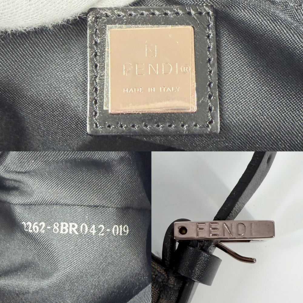 FENDI フェンディ ハンドバッグ ズッキーノ ミニバッグ かばん 鞄 キャンバス レザー ブラウン 茶 ブラック 黒 ピンクゴールド金具 レディース【中古品】