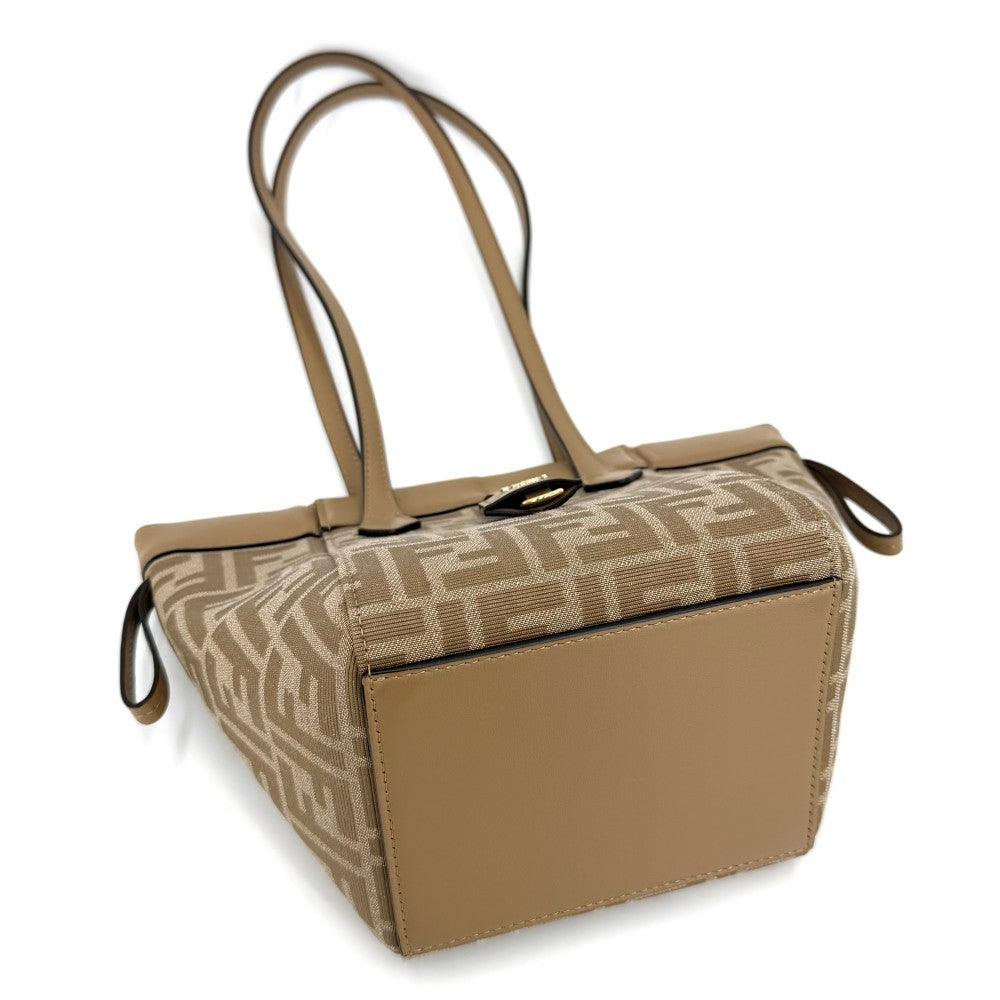 FENDI フェンディ ショルダーバッグ ズッカ オリガミ ミニ Origami 8BS083 コーティングキャンバス レザー ベージュ ゴールド金具 レディース【中古品】
