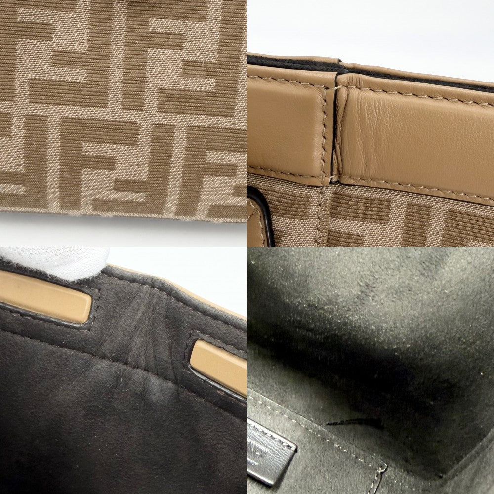 FENDI フェンディ ショルダーバッグ ズッカ オリガミ ミニ Origami 8BS083 コーティングキャンバス レザー ベージュ ゴールド金具 レディース【中古品】