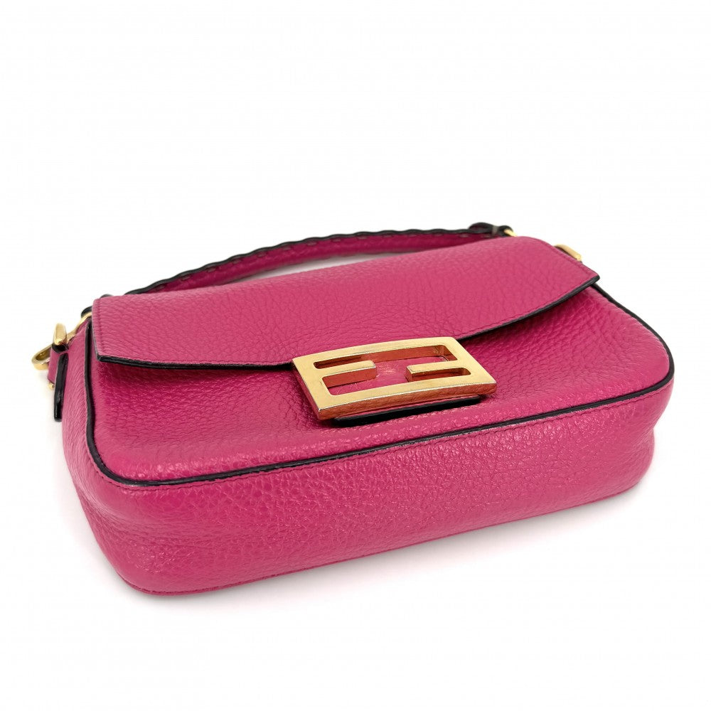 FENDI フェンディ 2WAY セレリア バゲットスモール ワンハンドバッグ ショルダーバッグ レザー ピンク ゴールド金具 レディース【中古品】
