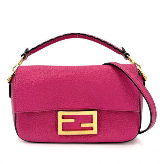 FENDI フェンディ 2WAY セレリア バゲットスモール ワンハンドバッグ ショルダーバッグ レザー ピンク ゴールド金具 レディース【中古品】