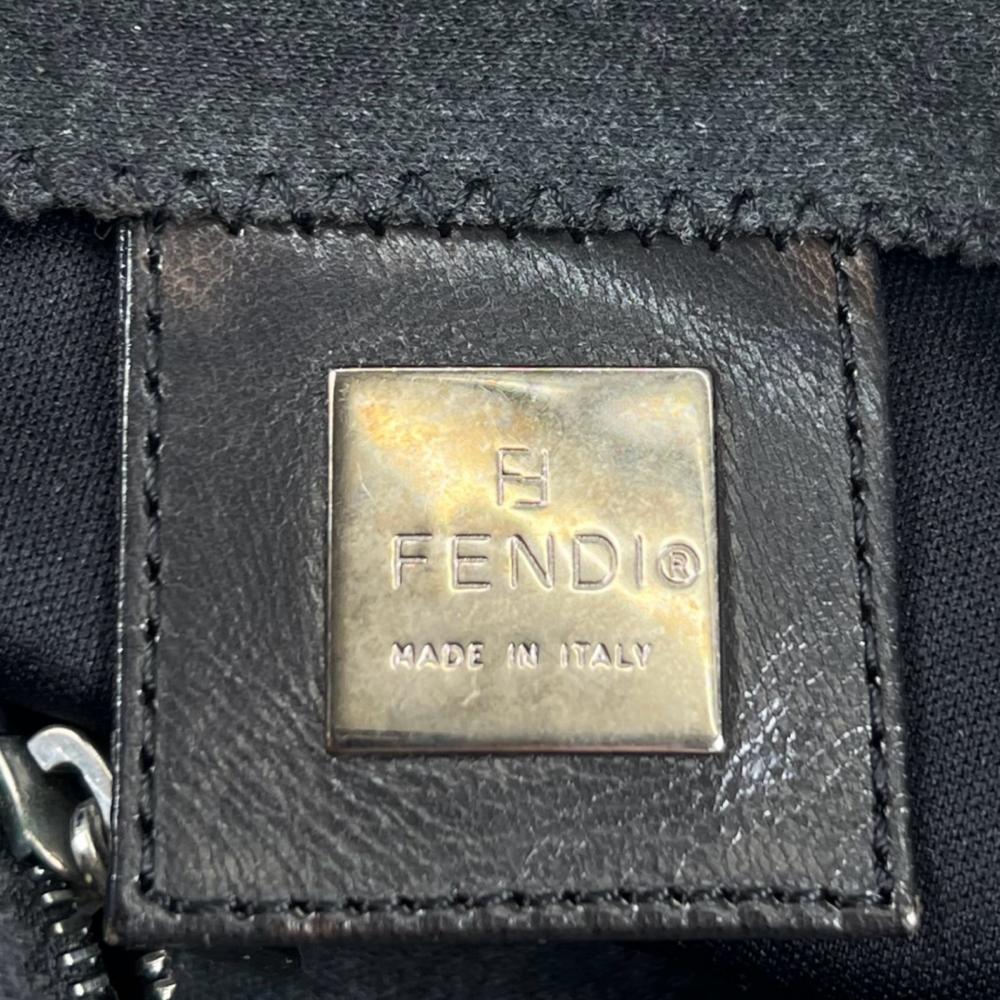 FENDI フェンディ ショルダーバッグ マンマバゲット ワンショルダー 26325 コットンジャージー グレー ブラック×シルバー金具 レディース【中古品】